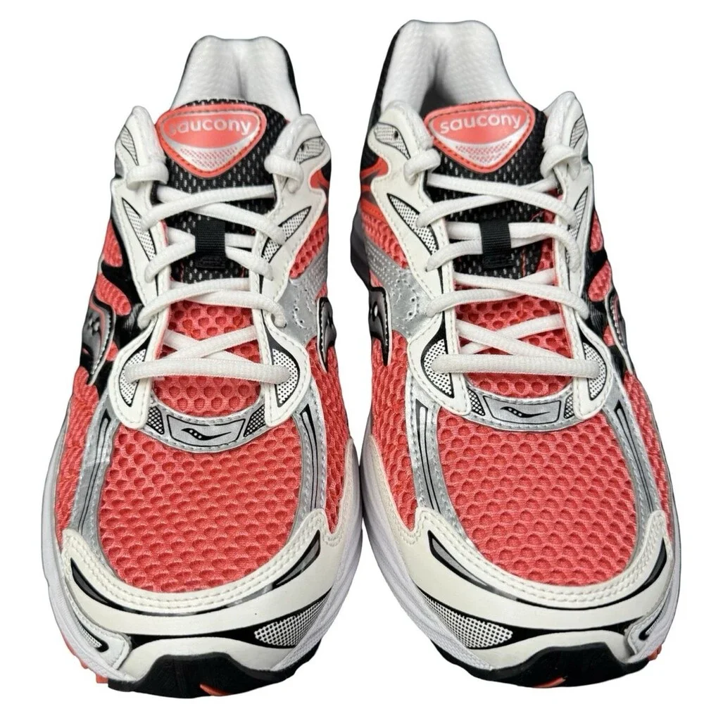 Saucony Womens 12 Running Sneakers Shoes ProGrid Omni 9 Coral Silver White New
